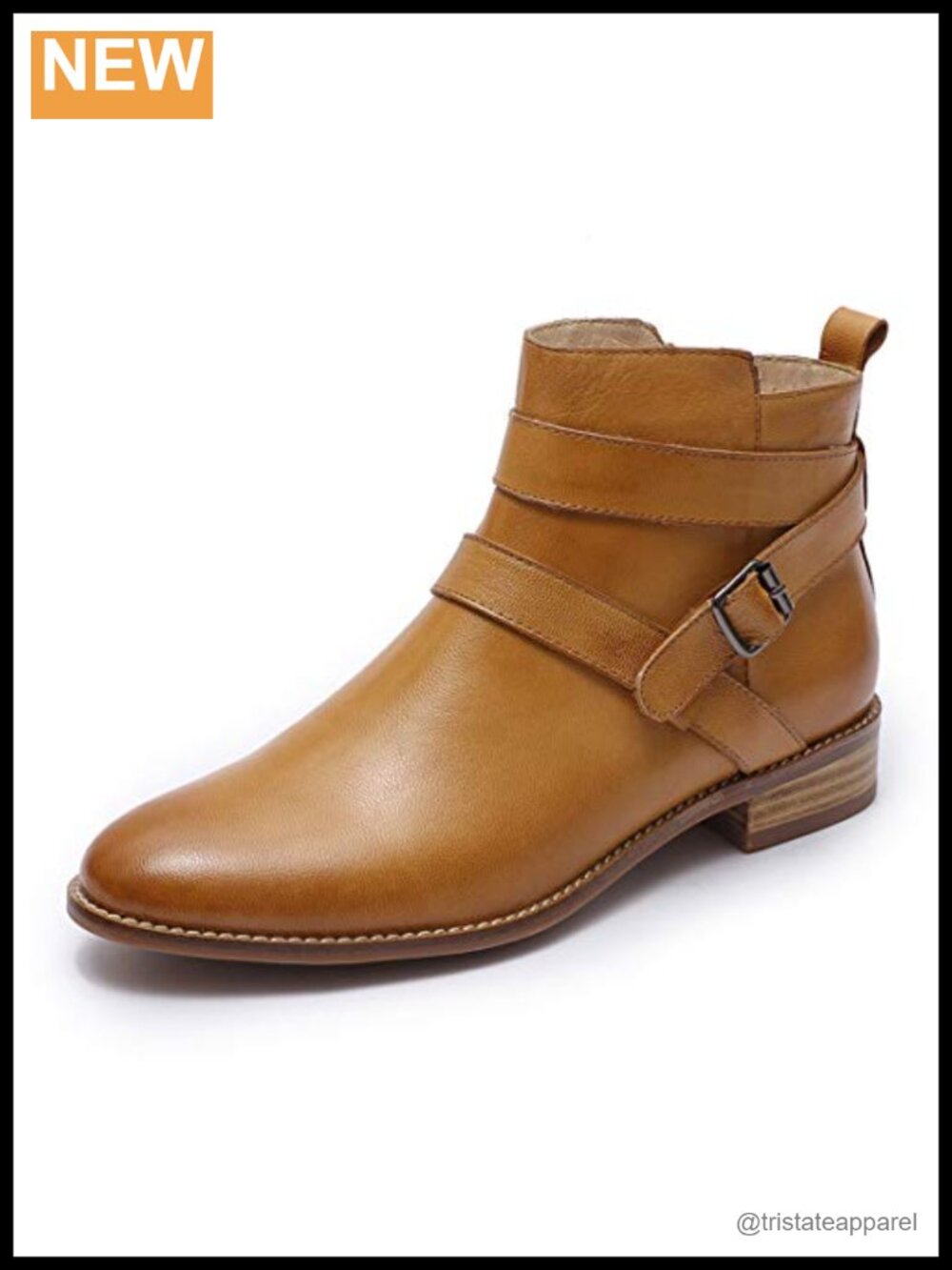 Women's Leather Ankle Boots Side Zipper Low Heel Booties